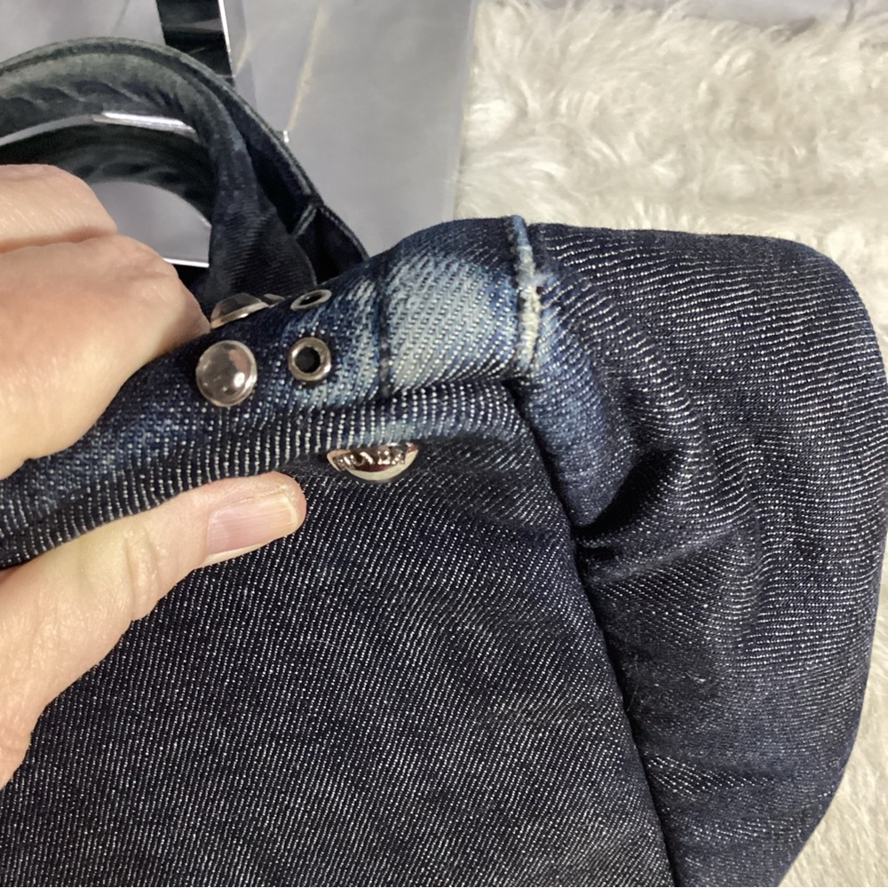SOLD………Prada Canapa Studded Grommet Embellished Denim Tote w/ Long Strap RARE - Picture 12 of 16
